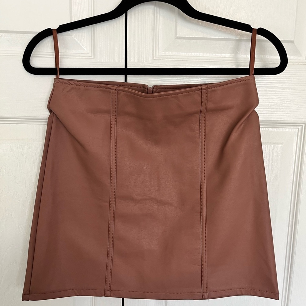 Pleather Two Piece Mauve/Brown Set Size S - Picture 6 of 8